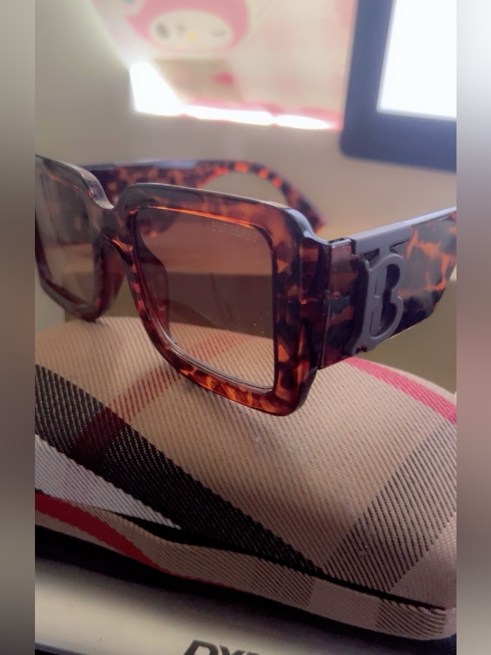 Burberry Tortoiseshell Square Men's Sunglasses - Brown